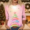 Women's Casual Christmas Print Three-Quarter Sleeve Neck Blouse