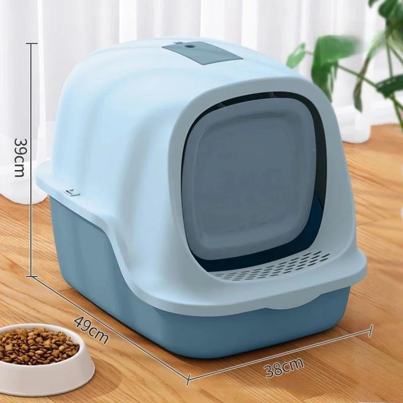 Totally Enclosed Pet Litter Box Extra Large Deodorant Cat Toilet with Litter Shovel Spillproof Cat Litter Box Closed Cat Sandbox