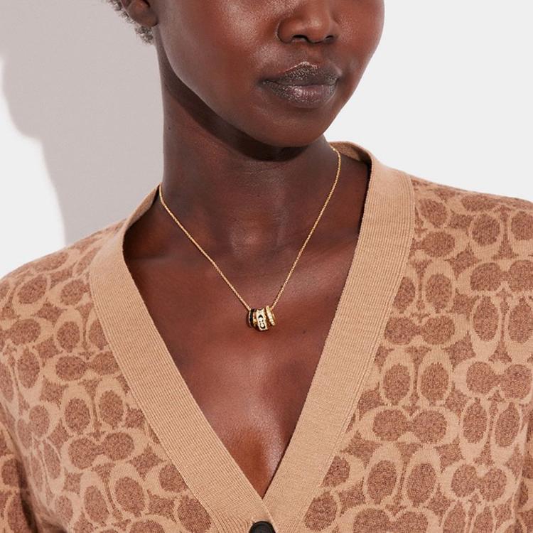 Coach Logo Letter Pattern Copper Necklace Women Necklace Gold CI905-GD