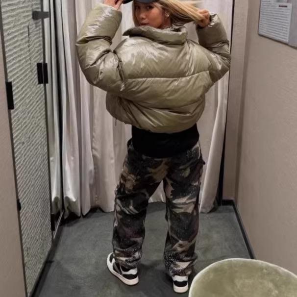 Pantalones Rectos Camuflados de Calle Retro Europeos y Americanos con Detalles de Taladro en Caliente