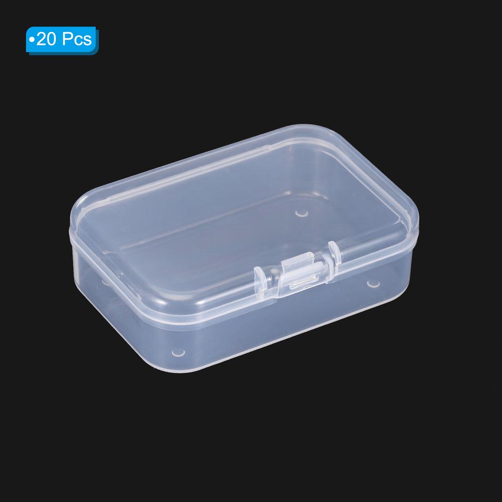 Clear Storage Box with Hinged Lid, Plastic Stackable Rectangle Organizer Container for Bead Jewelry Small Item Art Craft Project