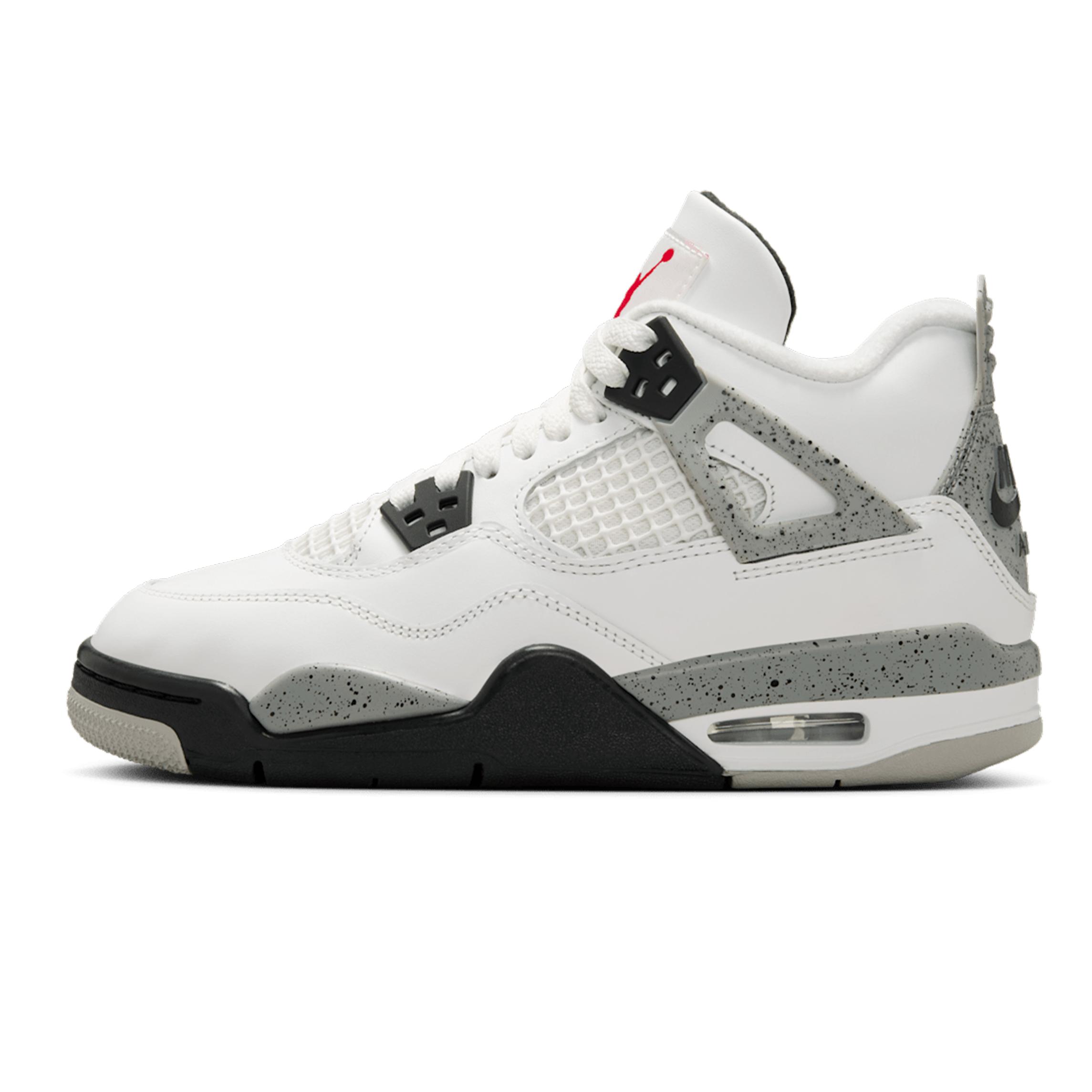 Air Jordan 4 Retro OG GS White Cement 2025 Sneakers per Bambini Tech-Grey Nero Rosso Fuoco IB4171-100 35.5