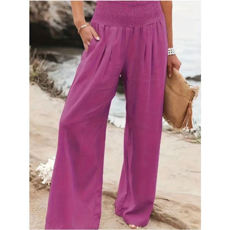 Casual Elastic High Waist Wide Leg Pants