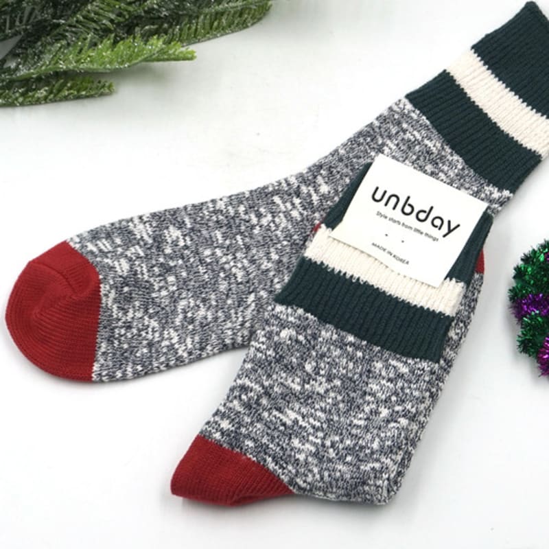 UNBDAY Women's Winter Ringle Knit Socks - Green