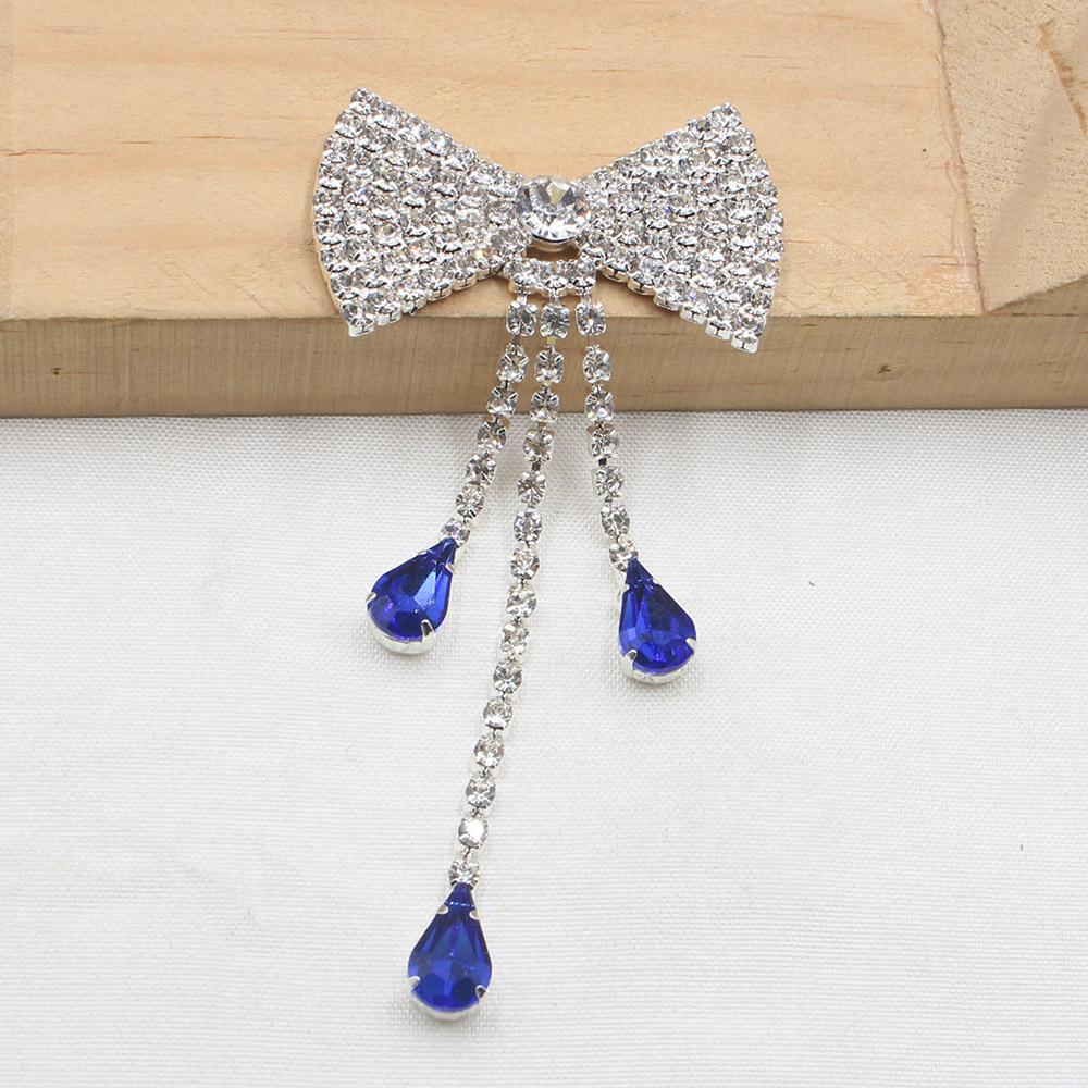 LKERAN New 2 Pieces of 37 * 80MM Welded Flat Bottom Bow, Rhinestone Tassel Clothing Bag Decoration DIY Accessories