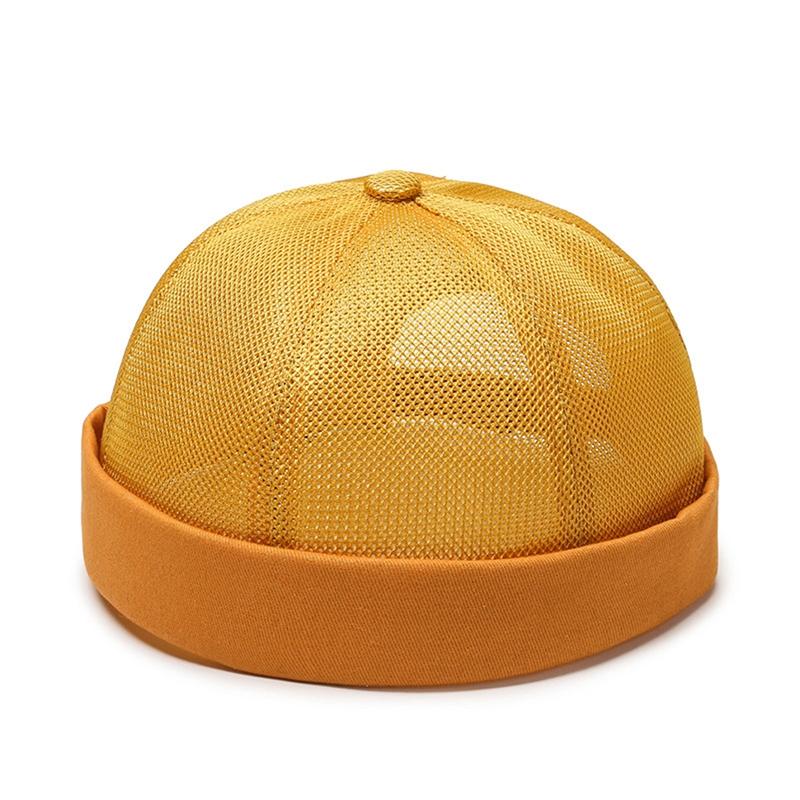 Breathable Mesh Unisex Melon Cap Solid Color Summer Brimless Hat Hip Hop Skullcap Street Style Beanies Hats Fashion Headwear