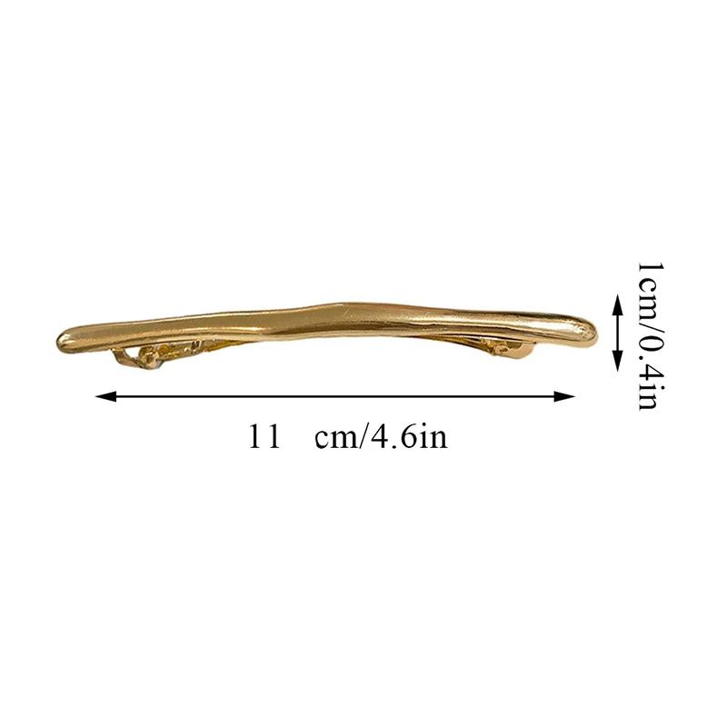 Agrafe de păr noi pentru femei, vintage, simple, aurii, tip barretă lungă, metalice, cu formă neregulată, agrafă de păr pentru doamne, netedă, cu clips cu arc, agrafă de păr
