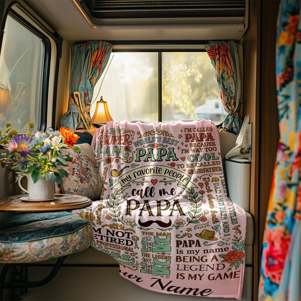 Papa'S Love Joy And Wisdom Blanket Personalized Name Soft Comfortable Stylish Blanket Car Blanket Perfect For Travel Camping Outdoor Home Suitable For
