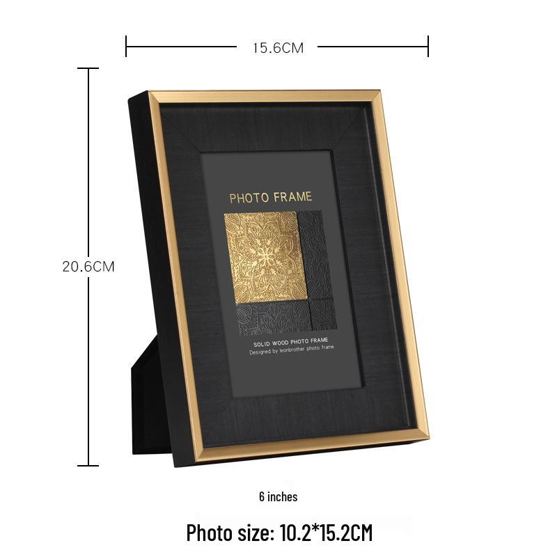 

Modern Black Gold Solid Wood Photo Frame for Living Room and Bedroom Decor 105 Gold Black