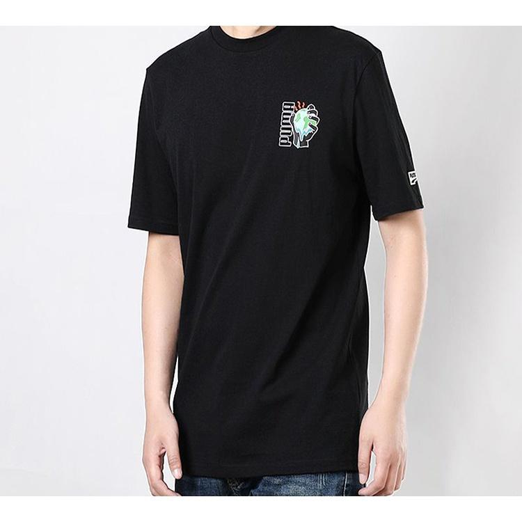 PUMA Environmental Friendly Printing Round Neck Short Sleeve Black Men's 599181-01