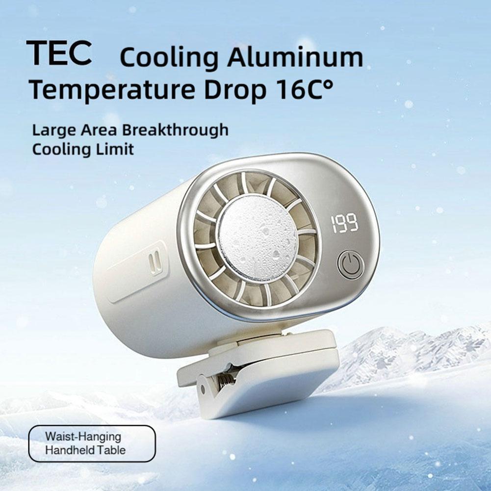 Mini Fan Clip On Rapid Cooling Fan LED Display Air Conditioner with 199 Speeds Umbrella Hanging Waist Hanging Neck Cooling Fan