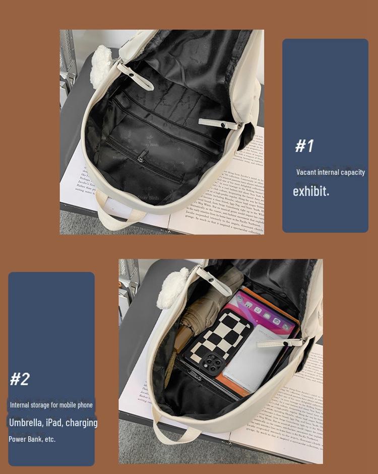 Korean Junior High Solid Color Backpack - Versatile & Stylish for Boys and Girls