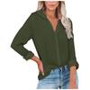 Women's Fashion Casual Buckle Long Sleeve Sleeve Slit Shirt Tops Solid Color
