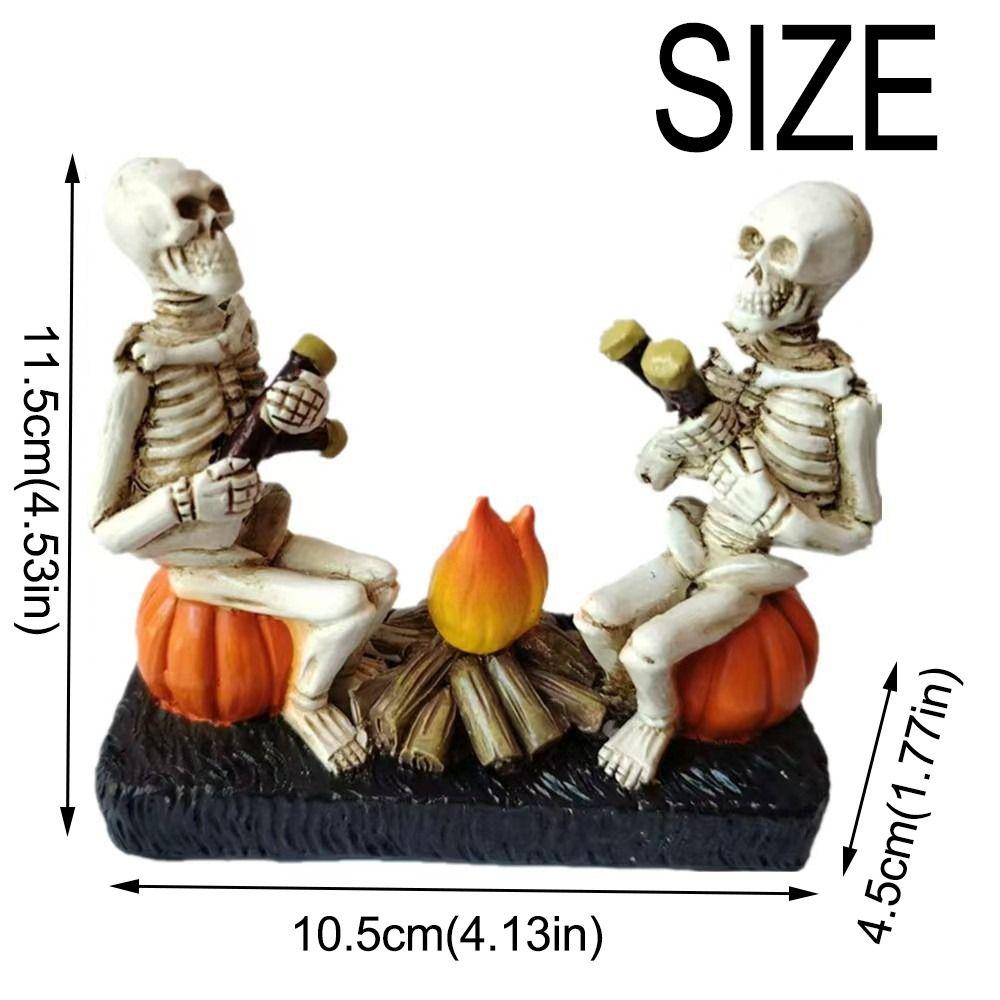 Durable Pumpkin Skull Figurine Resin Halloween Ornament  Office Display