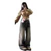 2025 Women's High-Waist Retro Straight Leg Jeans: Slimming, Loose-Fit, Wide-Leg Autumn Pants