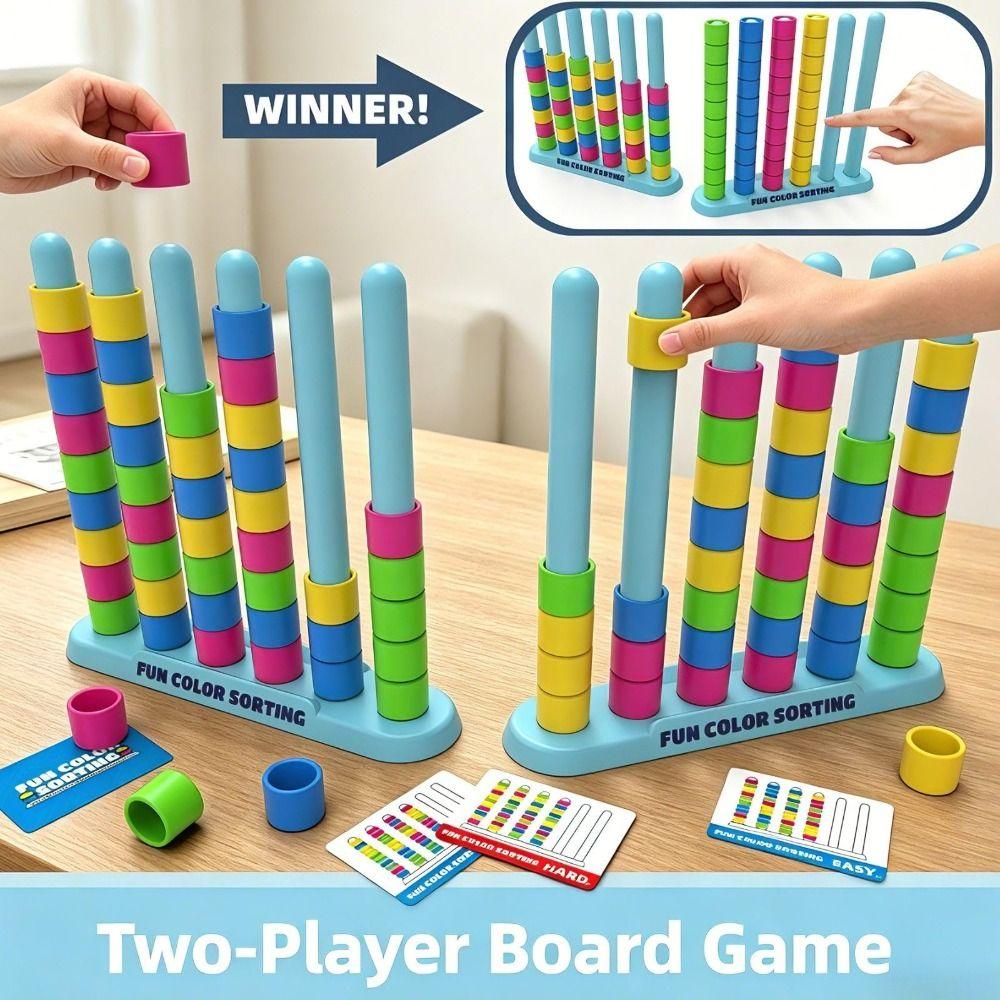 1-2 Spelare Färgstackningspusselspel Plast Interaktivt Bordsspel Familjeinteraktiv Lek