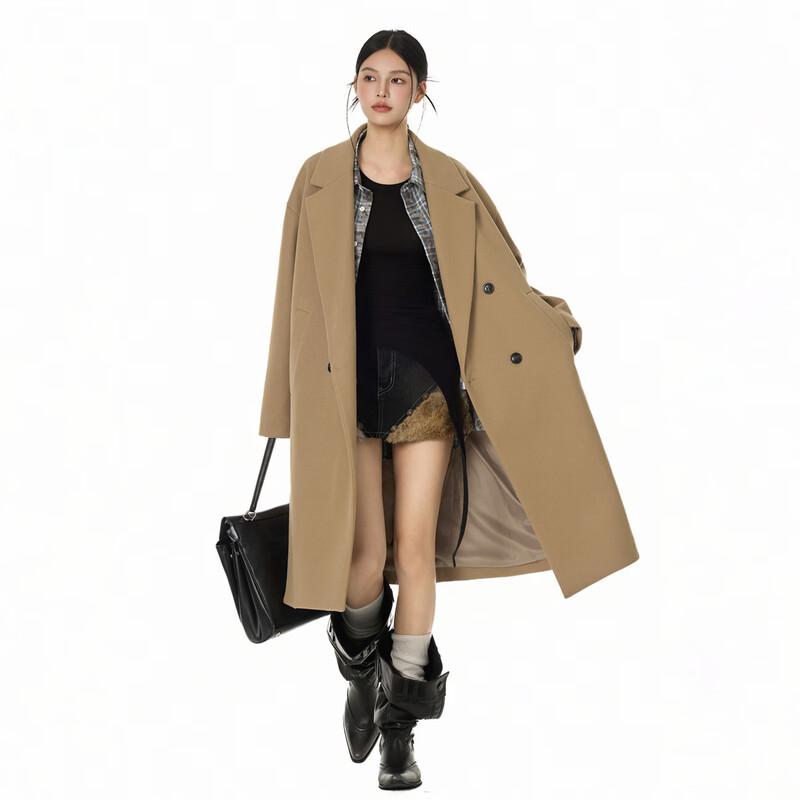 GOLFCROSS Unisex Minimalist Double-Breasted Trench Coat