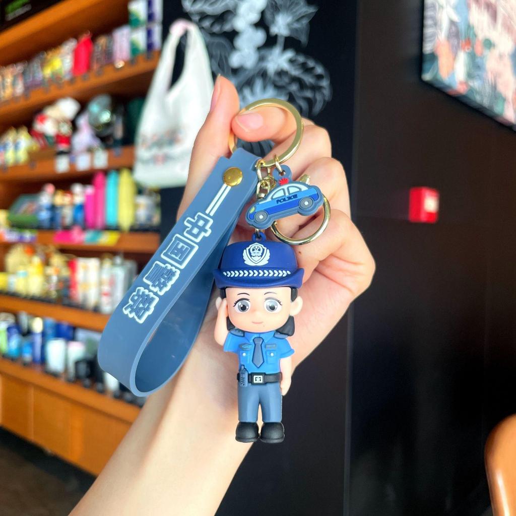 Firefighter Keychain: Cute 3D Traffic Police Pendant, Fashionable Event Gift