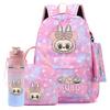 4Pcs/set Cute Printed Backpack Girl School Student Knapsack Fish Scale Style Bag Lunch Bag Pencil Bag 750Ml Outdoor Water Bottle