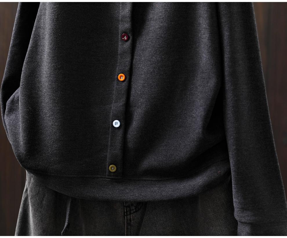 2025 Bojiafan Women's Half-High Collar Plush Sweatshirt with Stylish Colorful Buttons