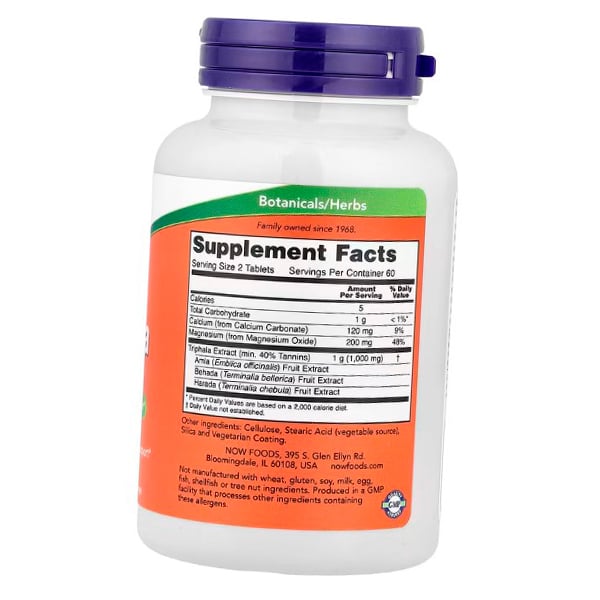 Triphala, Triphala 500, Now Foods 120 scheda (71128117)