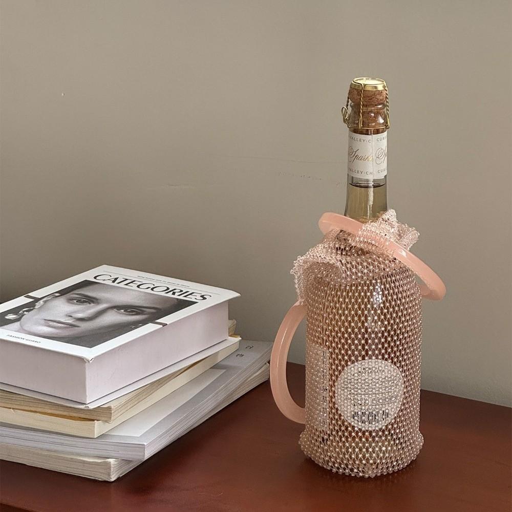 Light Luxury Shiny Wine Bag Rhinestone Mesh Insulated Cup Bag Portable Champagne Pouch Wedding