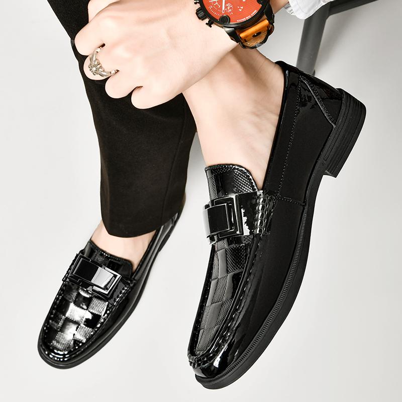 Herren Lackleder Slipper Business Schuhe Ausgehöhlt und Atmungsaktiv Herren Echtleder Freizeitschuhe Große Größe 47 48