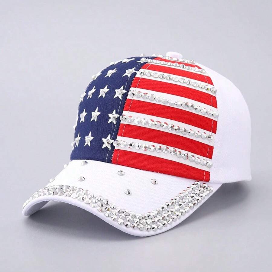 American Flag Diamond Embellished Baseball Cap For Adults Casual Outdoor Party Hat