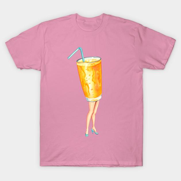 T Shirt Women Orange Juice Pin Up Harajuku Print Kawaii Tshirt Summer Short Sleeve Female T-Shirt Top Tee