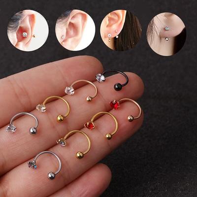 2PC Nerezová oceľ Zirkón Cz Hoop Ženy Tragus Chrupavka Helix Náušnice napichovačky Ulita Rook Daith Lobe Šróby do ucha