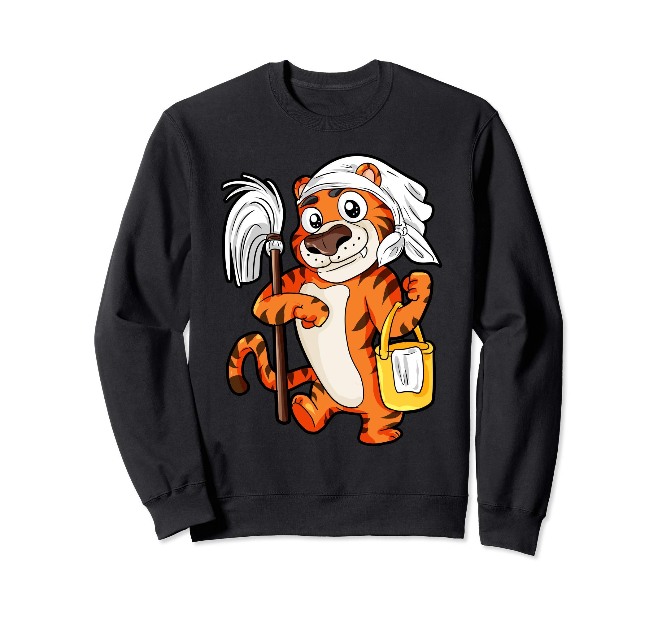 

Тренер-тигр со шваброй и ведром для уборки чёрный