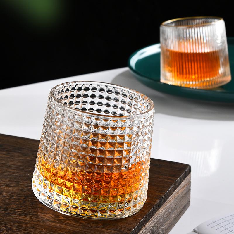 Roaring Doll Thickened Whiskey Glass with Hammer Pattern - Luxury Home Bar Glassware