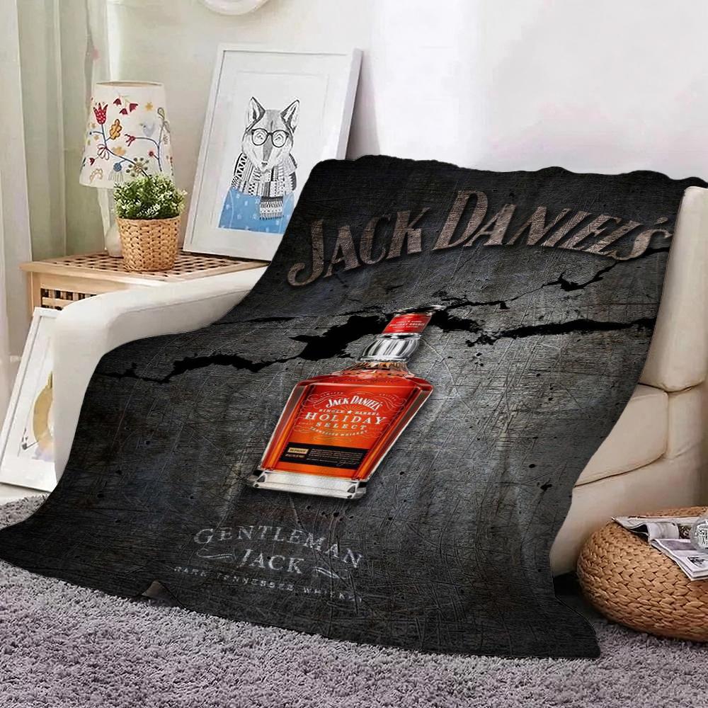 Classic Jack Daniel'S Tennessee Whiskey Flannel Printed Blanket Thick Warm Throw Blanket For Living Room Kids Room Party Decor Holiday Gift