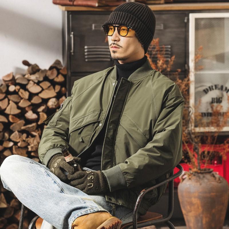 Mens Warm Thickened Down Jacket With 90% White Duck Loose Fit Flight Style Puffer Coat Winter
