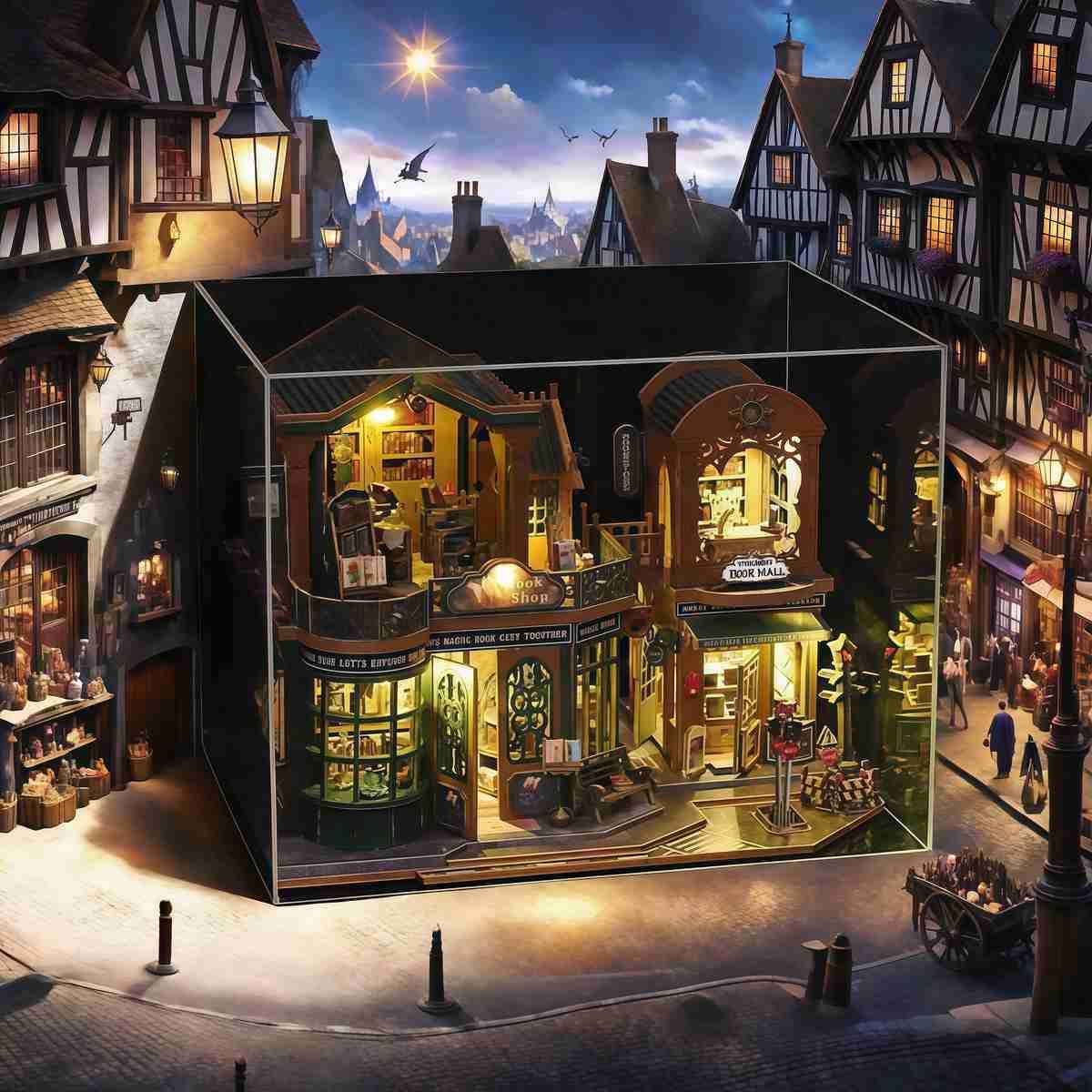 

Набор для кукольного домика FSEARRT DIY, Набор миниатюрного кукольного домика, Декор для гостиной, Подарок, Расслабляющий предмет (Книжный магазин «Сумерки» (Пылезащитный чехол))