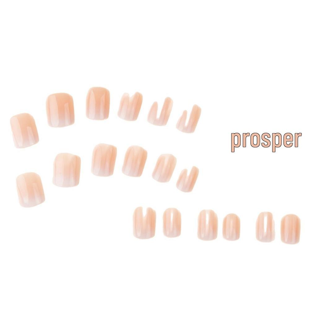 Uñas Postizas Gradiente Blanco Leche - Puntas de Uñas Cortas Portátiles, Sencillas, Elegantes y Desmontables