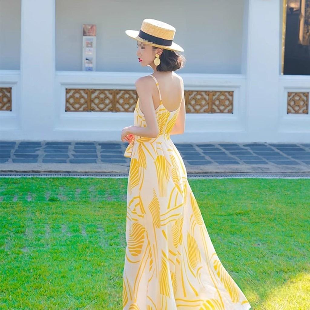 Beach Vacation Maxi Dress With Knit Fabric For Summer Travel And Slim Fit Comfort