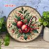 Vintage Christmas Metal Tin Sign Round Wall Art Rustic Holiday Decor