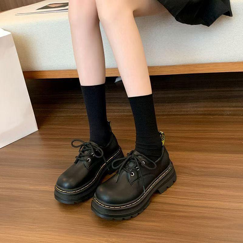 British style retro versatile heightening platform small leather shoes women's non-slip explosion college loafer single shoes 2025 new