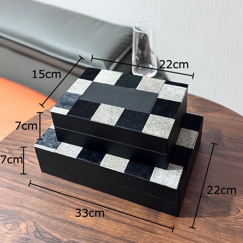 

Chessboard Check Pattern Jewelry Boxes Leather Cosmetic Jar Dresser Table Desk Decoration Home Exquisite Jewelry Storage Jar S-22x15x7cm чорний