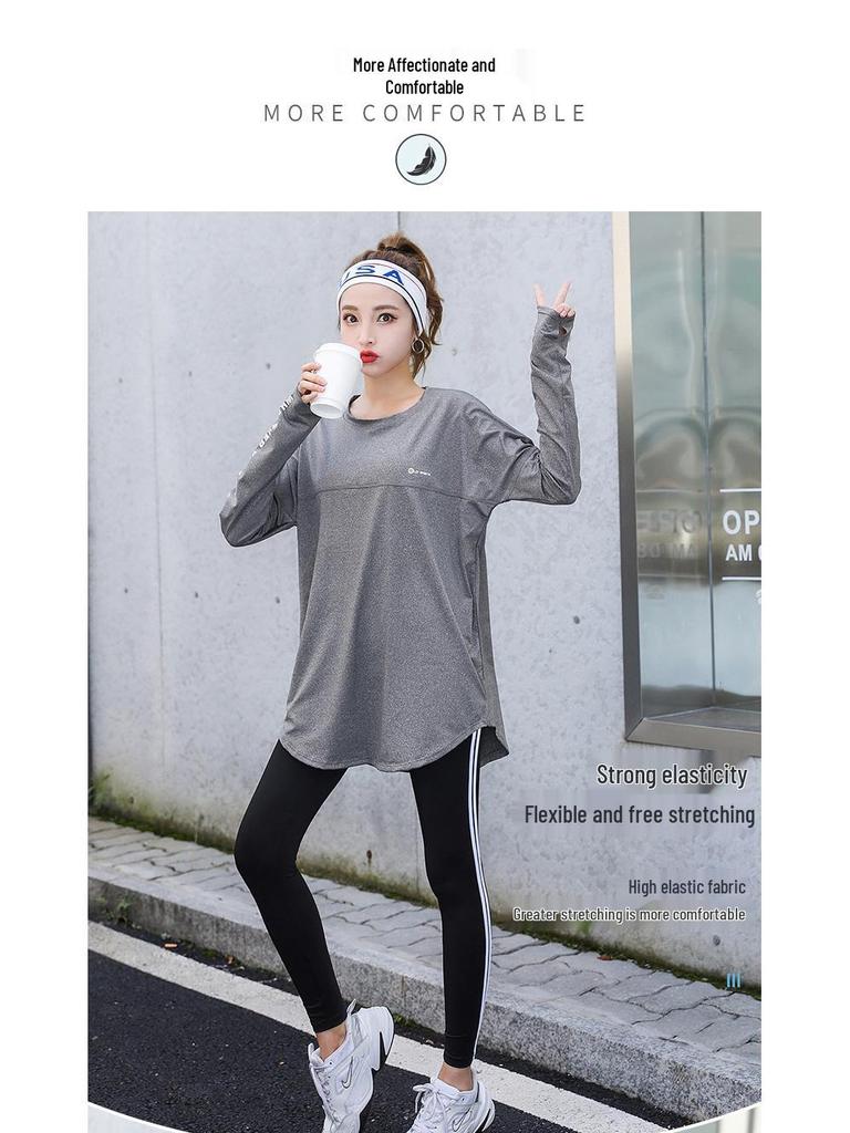 Women's Plus Size Quick-Dry Yoga & Fitness Set - Autumn/Winter Long Sleeve, Loose Fit