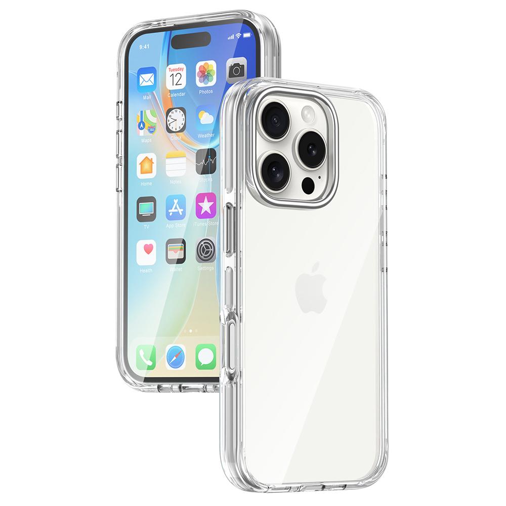 For iPhone 16 Pro Case Airbag Design PC+TPU Clear Protective Phone Cover