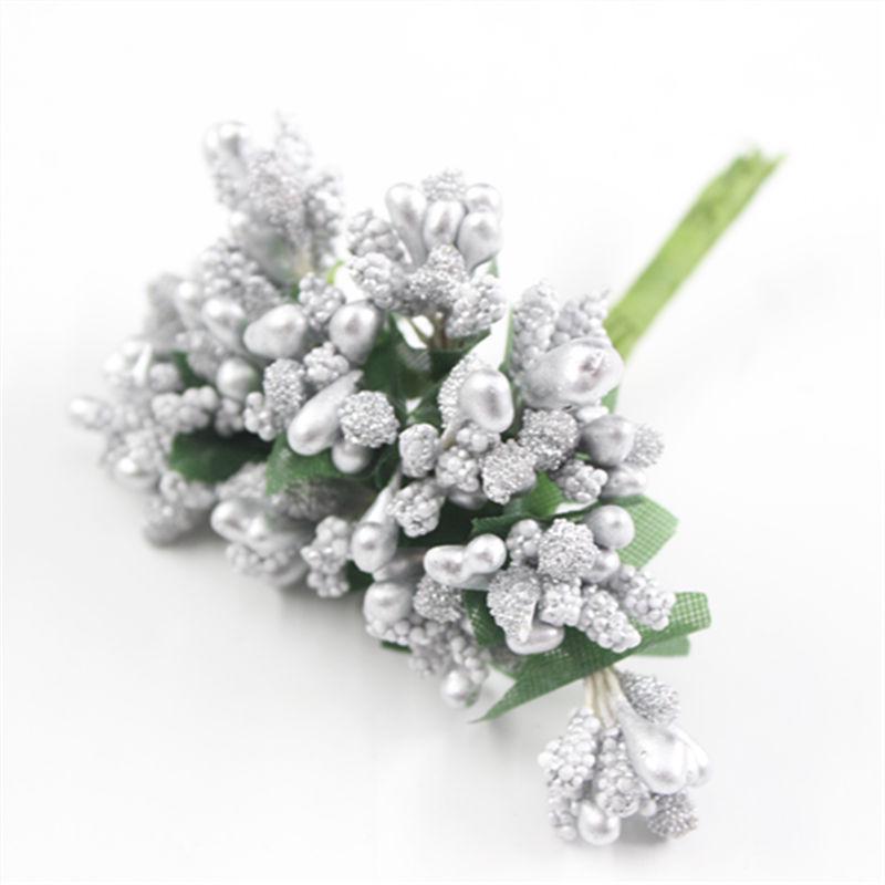 Mini Artificial Stamen Bud Bouquet Leaf Flower for Home Garden Wedding Car Corsage Decoration Box Crafts Supplies.