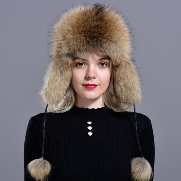 

Женские шапки-бомберы из натурального меха енота и лисы, пушистые, зимние, теплые, ветрозащитные, с русскими ушанками, шапка-ушанка One Size