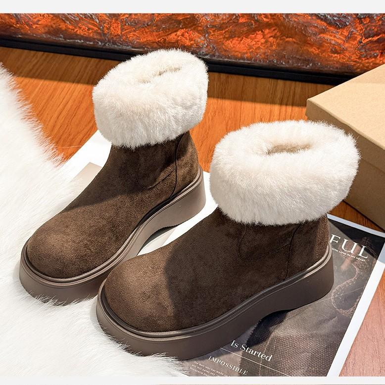 Snow boots women's 2025 new winter waterproof and non-slip thick-soled heightening boots short boots velvet thermal cotton boots women's