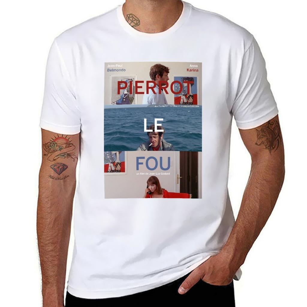 Pierrot Le Fou Pierrot the Fool - 1960s French New Wave Film T-Shirt Trendy Pattern T-Shirt for Men