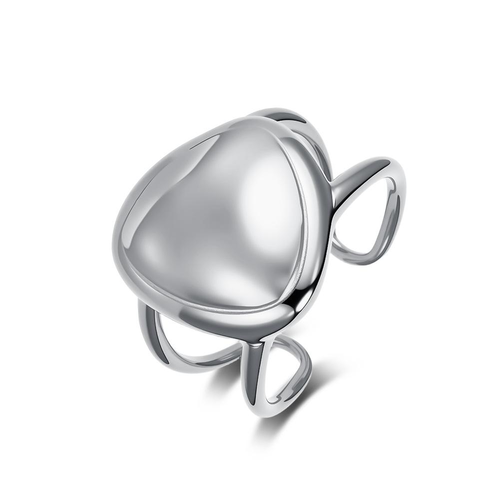 2025 Jewelry Geometric Triangle Curved Surface Ring for Women's High End Light Sensitive Surface Open Mouth Food Ring