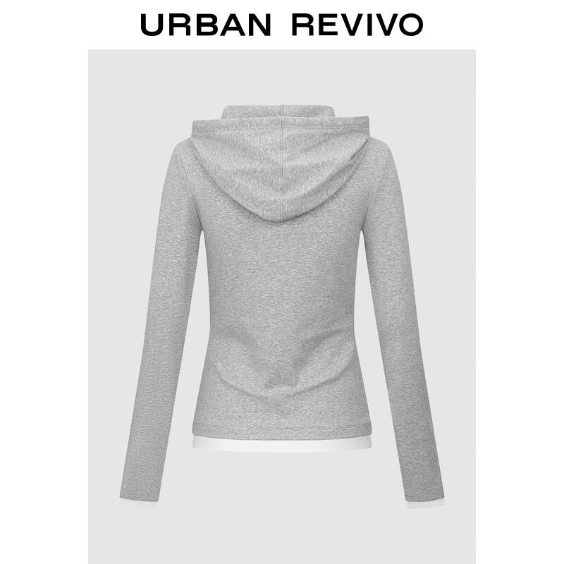 UR 2025 Fall Women's Playful Hooded Color Block Long Sleeve T-Shirt