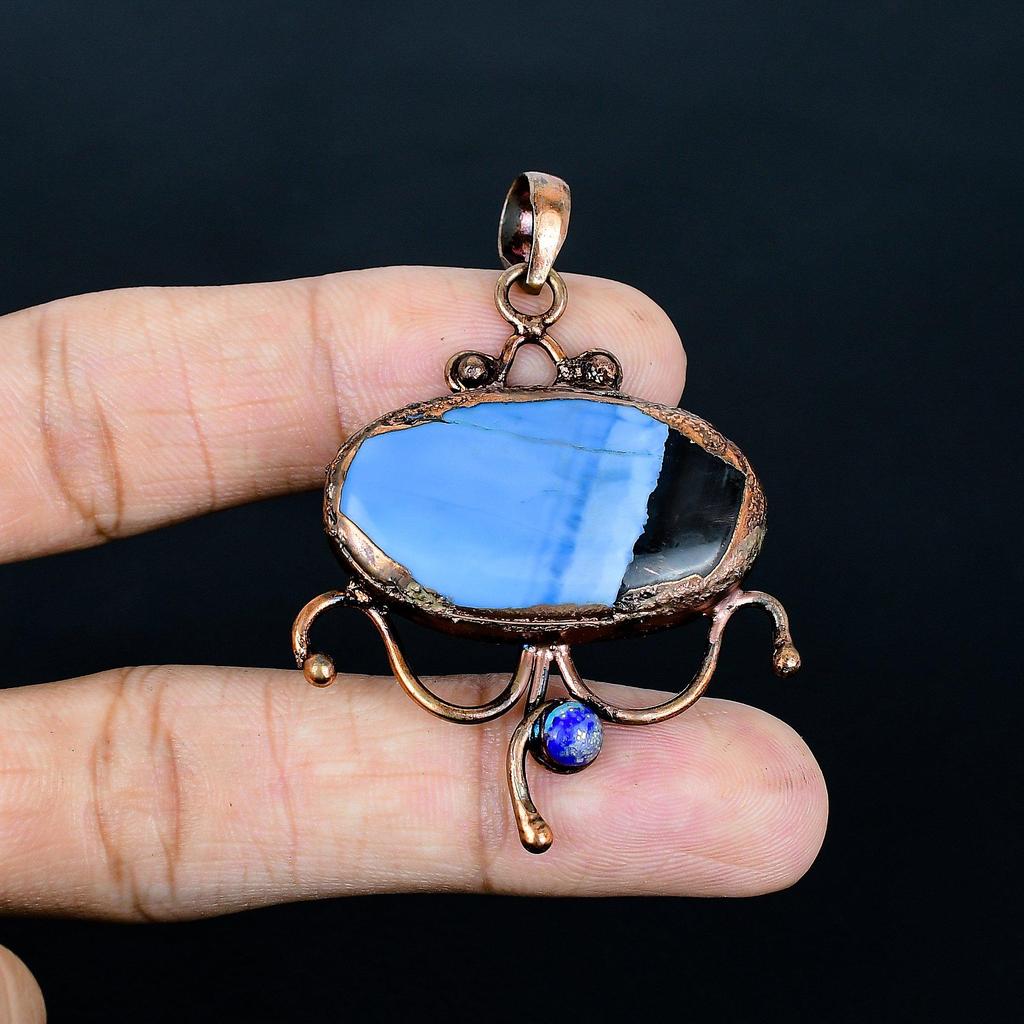 Owyhee Opal Pendant, Copper Electroformed Jewelry, Gemstone Pendant, Gift For Her Handmade Dainty Jewelry