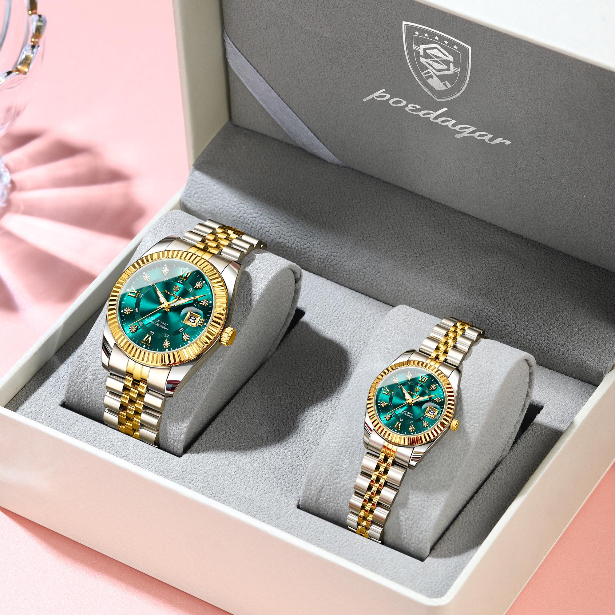 POEDAGAR Top Luxury Couple`s Watches Luminous
